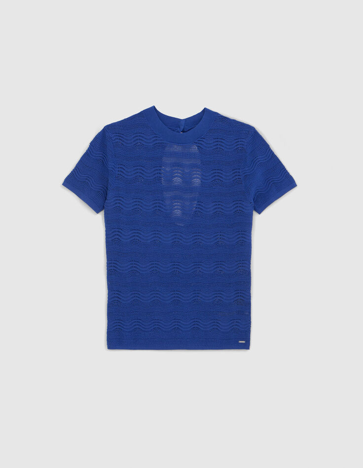 Camiseta cobalto punto fantasía espalda desnuda-6