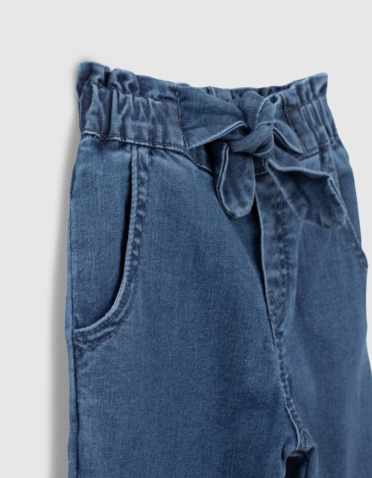 Medium blue jeans gevoerd strik-ceintuur babymeisjes-6