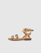 Sandales plates en cuir suédé camel boucles western femme-2