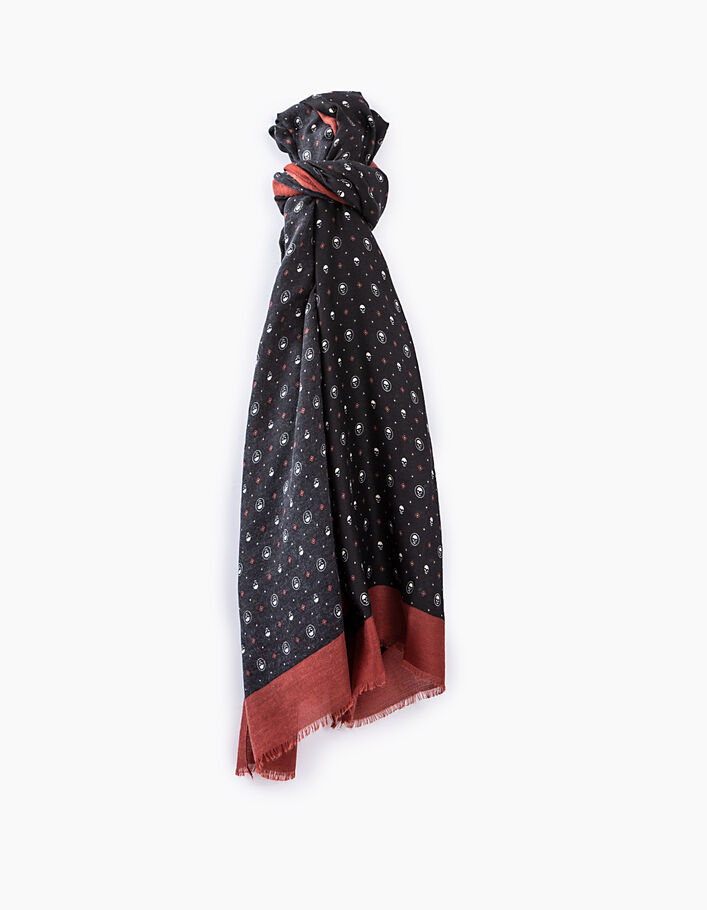 Zwarte sjaal met mini-doodshoofdprint Heren - IKKS