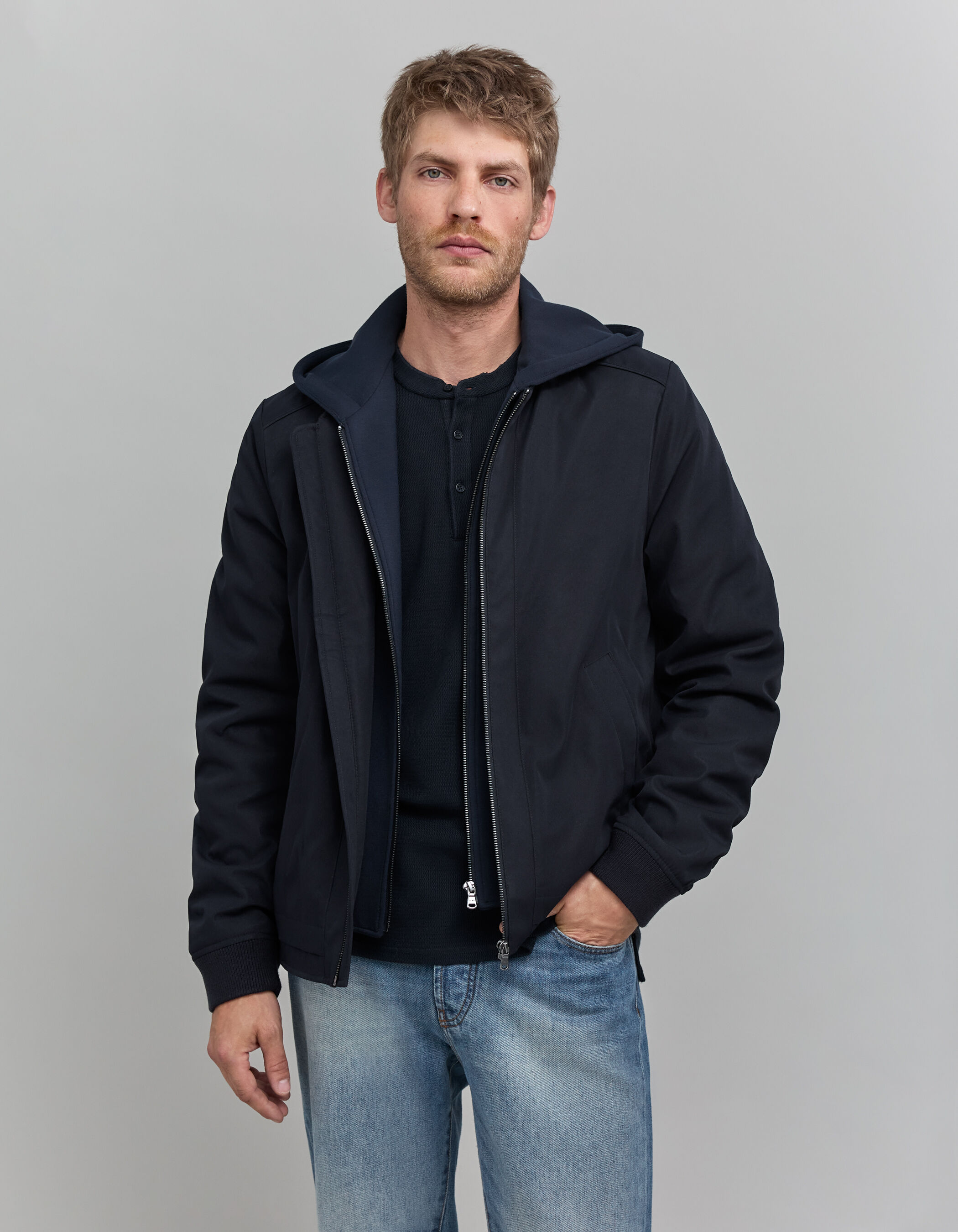 Bomber marine avec parementure Homme IKKS