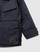 Schwarzer Jungenparka mit vielen Taschen und Velourskragen-7