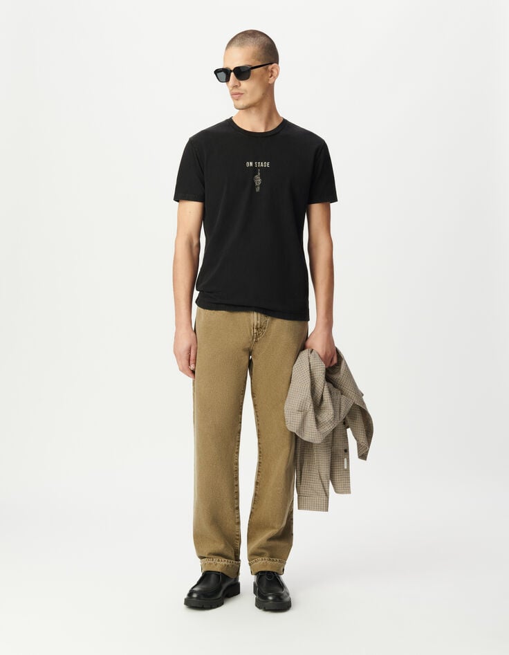 Camiseta manga corta negra mano hombre-1 Camiseta manga corta negra mano hombre-1