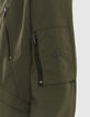 Men’s khaki nylon bomber jacket with zipped pockets-5
