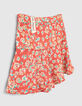 Jupe-short corail à imprimé fleurs fille-2