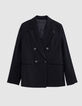 Veste de tailleur noire coupe large maille Milano Femme-7