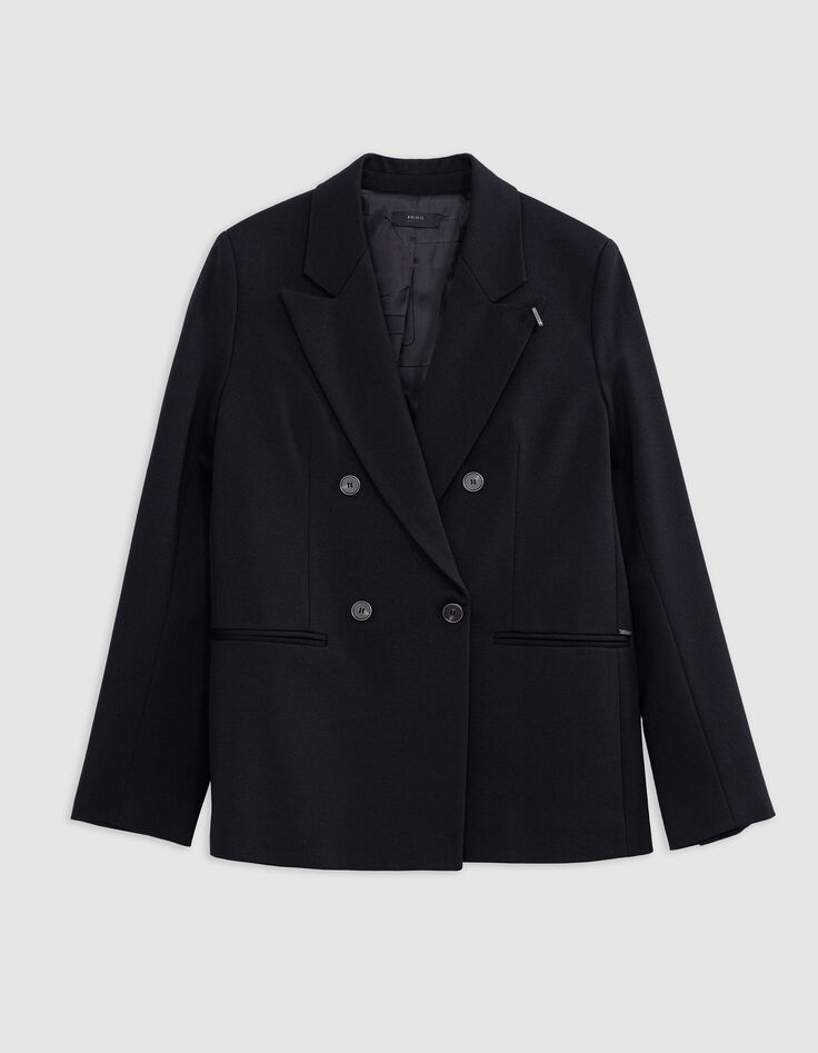Veste de tailleur noire coupe large maille Milano Femme-7