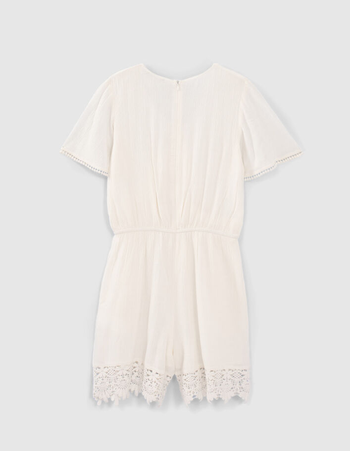 Girls' ecru lace-edged Ecovero® playsuit - IKKS