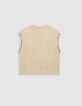 Pull beige tricot fin lurex décor chaînettes Femme-5