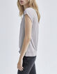 Women’s grey marl lurex T-shirt with studded shoulders-2