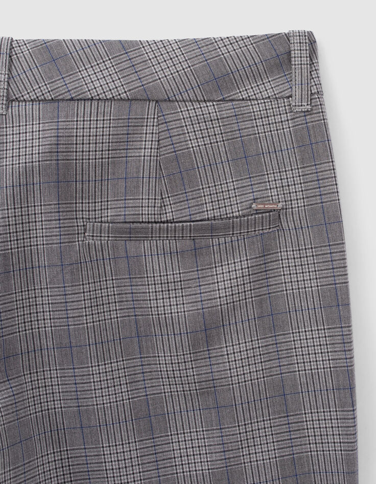 Pantalón slim gris Príncipe de Gales mujer-5