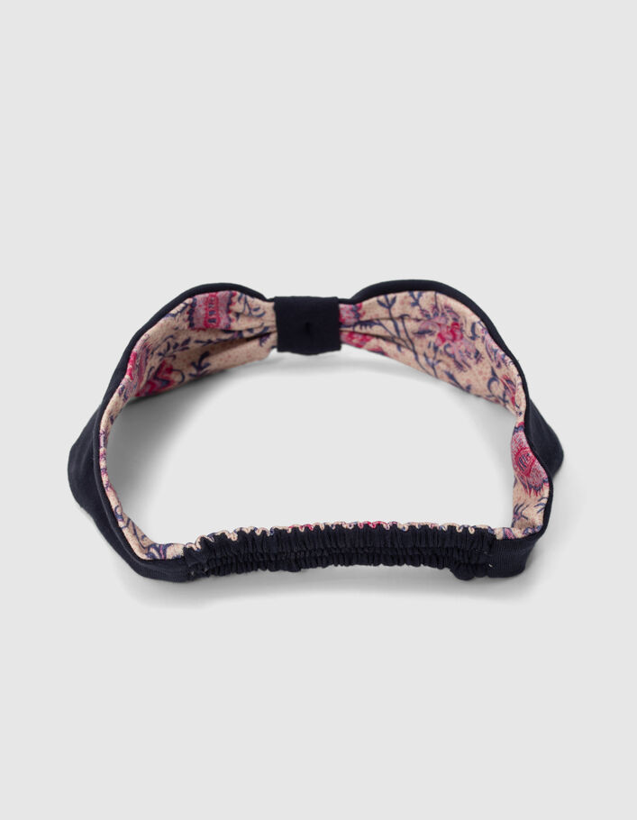Baby girls’ navy/pink print reversible headband - IKKS