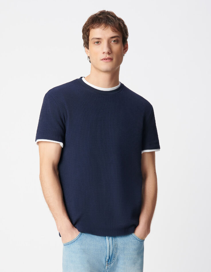 Marine T-Shirt Bio-Baumwolle mit Relief-1