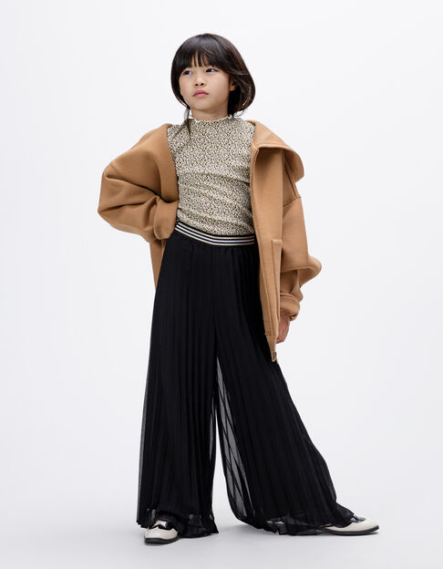Black pleated wide-leg pants for girls - IKKS