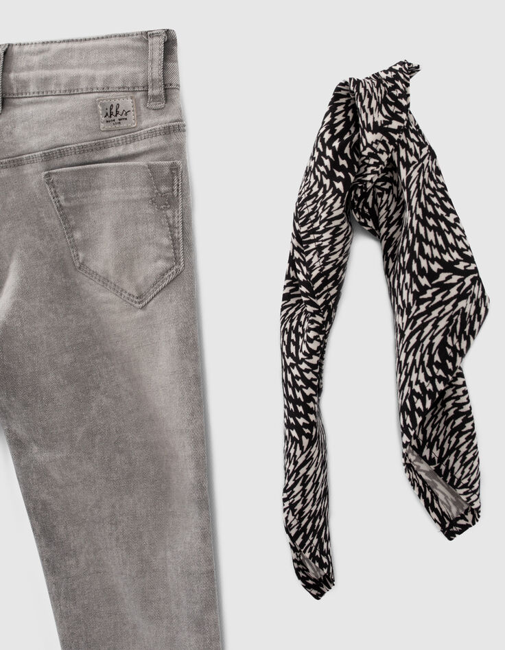Grijze skinny jeans met grafische sjaal meisjes-4