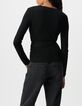 Women's black belted wrap-around sweater-3