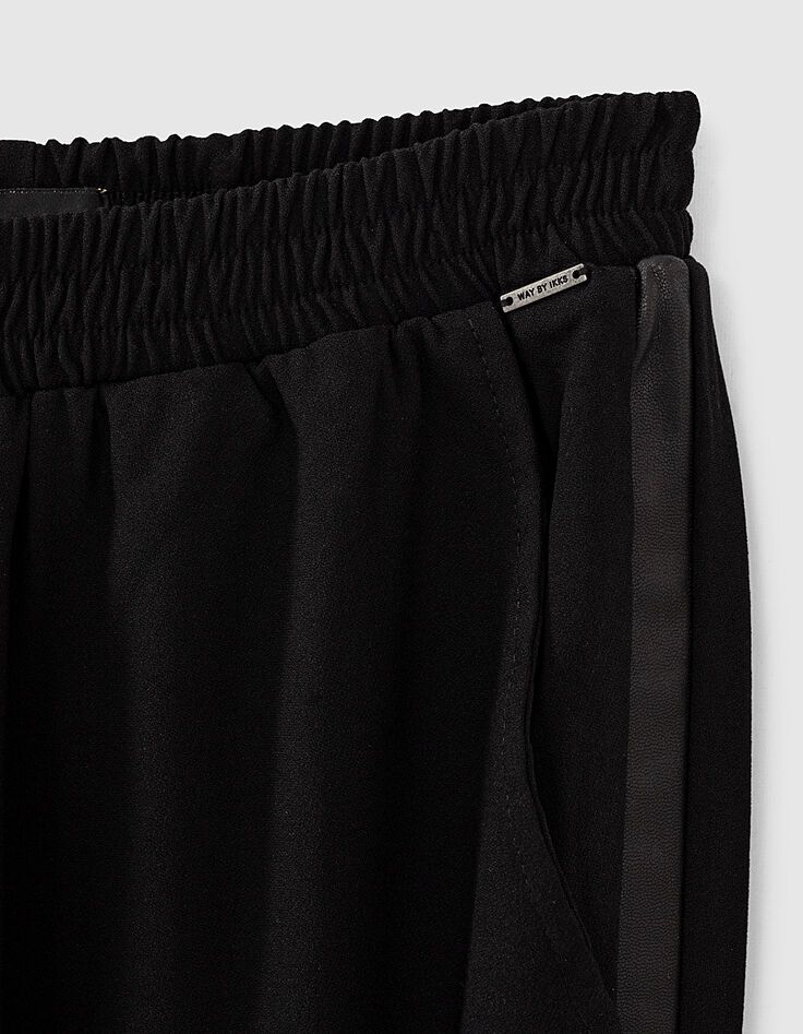 Pantalon noir city bandes latérales esprit smoking fille -3