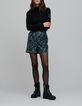 Short noir imprim&eacute; g&eacute;om&eacute;trique brod&eacute;e sequins Femme-1