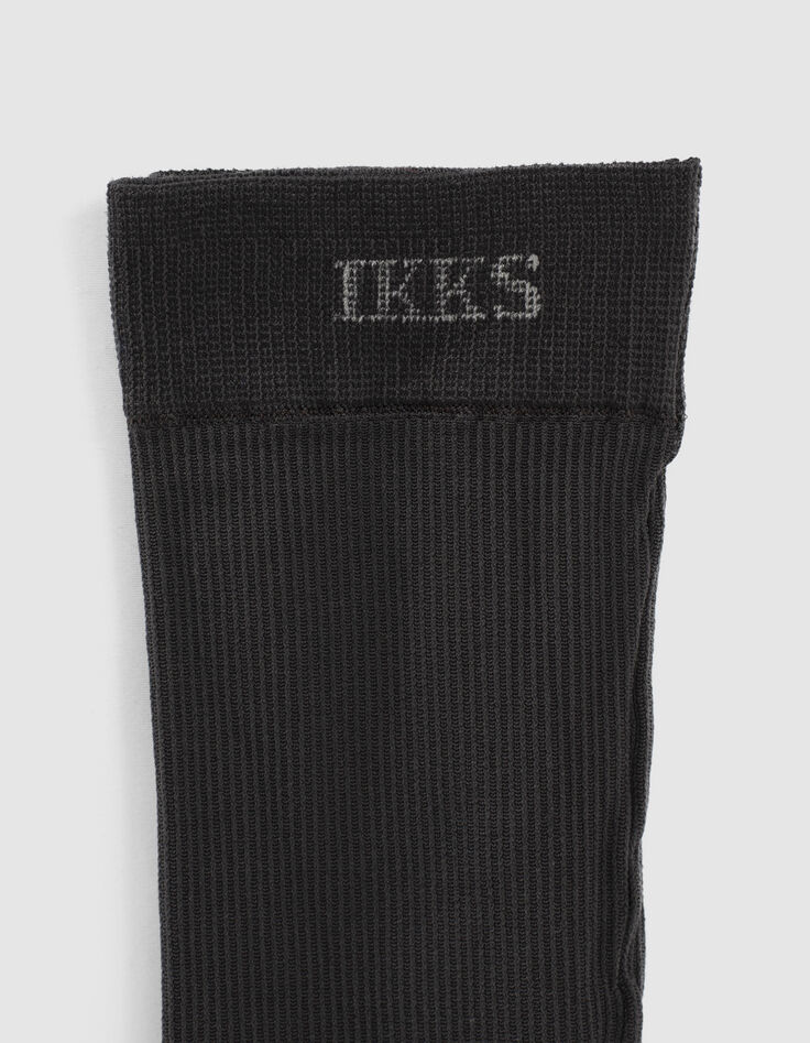 Anthrazitgraue Mädchenstrumpfhose mit Zierstrick-4