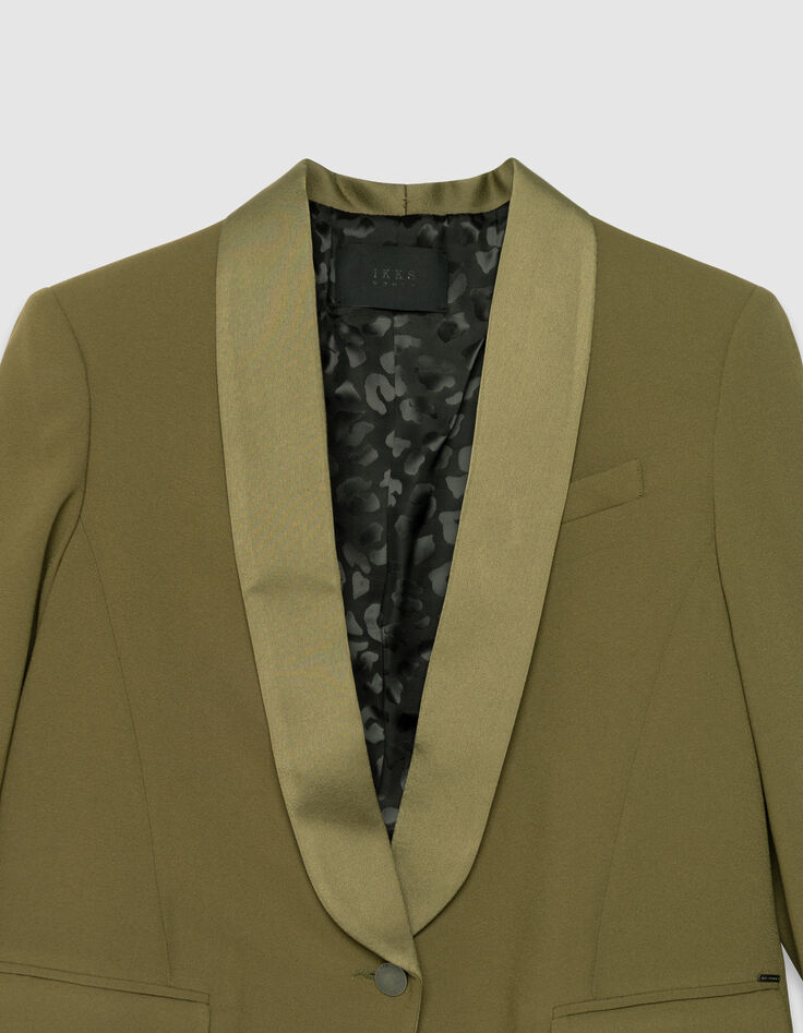 Women’s khaki recycled polyester crepe suit jacket-4