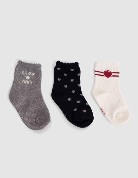 Socken in Marineblau, Silver und Cremeweiß für Babymädchen - IKKS