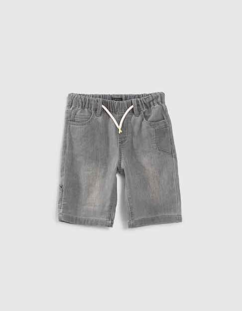 Boys’ grey denim elasticated waist Bermuda shorts