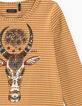 Girls’ caramel sacred cow’s head striped T-shirt-3