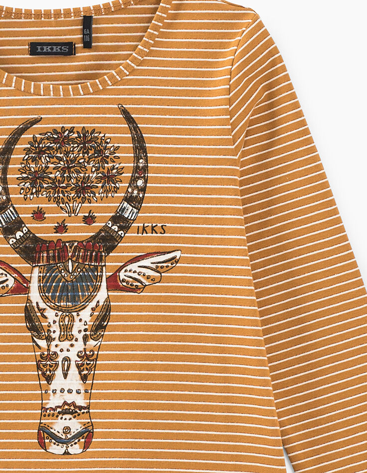 Girls’ caramel sacred cow’s head striped T-shirt-3 Girls’ caramel sacred cow’s head striped T-shirt-3
