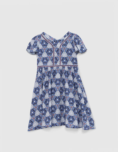 Weißes Mädchenkleid mit grafischem Wax-Print - IKKS