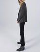 Veste mix viscose tailleur marron femme-5