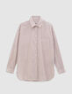 Chemise blanche motif rayures camel Femme-1