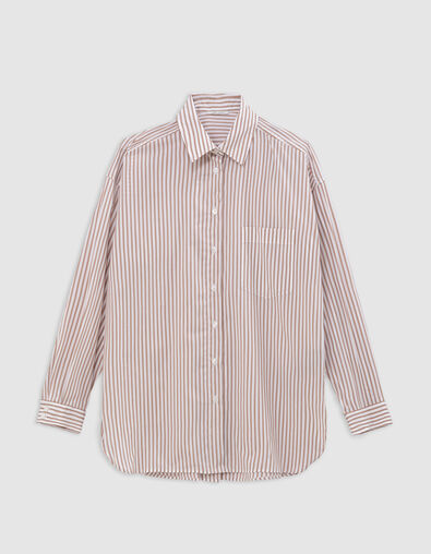 Chemise blanche motif rayures camel Femme - IKKS