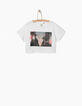 Weißes Mädchen-T-Shirt im Crop-Schnitt mit Palmen-1