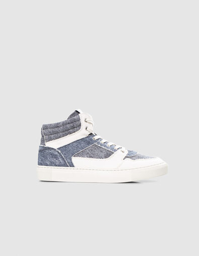 Sneakers montantes bleu effet denim en toile Femme - IKKS