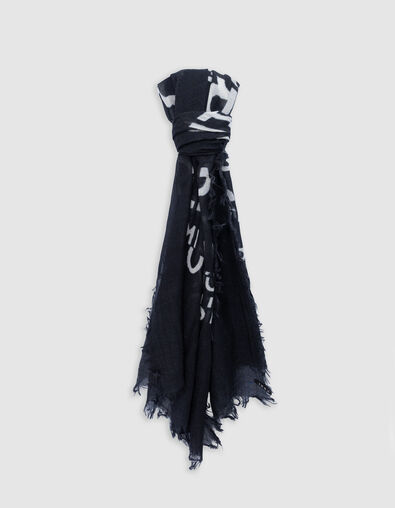 Foulard noir jacquard et broderie messages Femme - IKKS