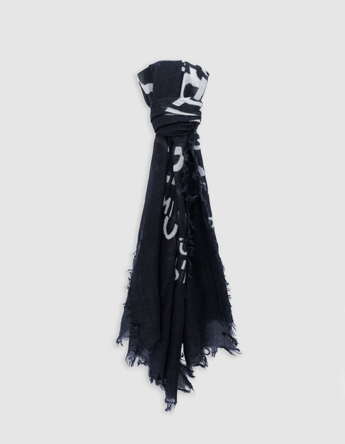 Foulard noir jacquard et broderie messages Femme - IKKS
