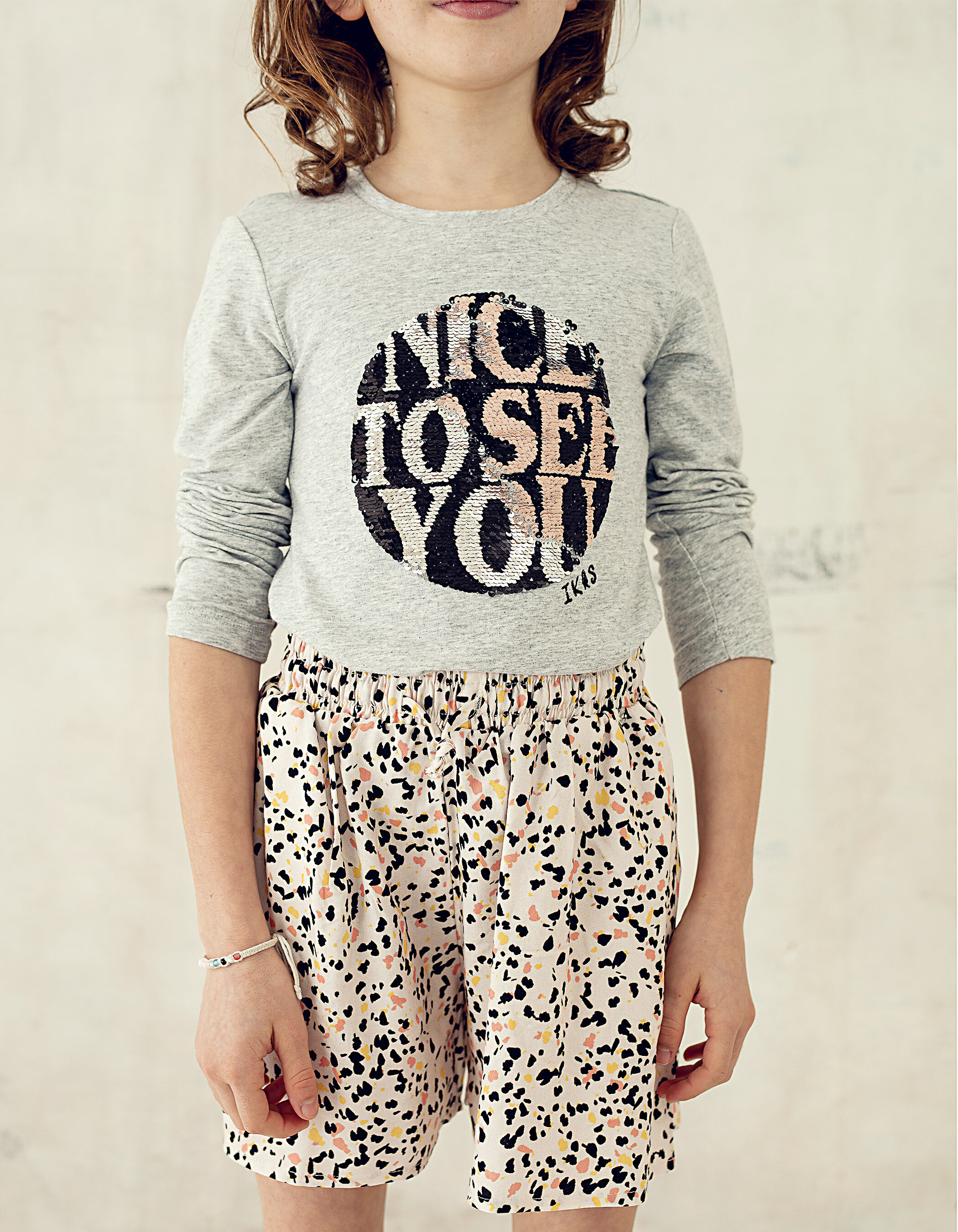 Short fluide peche a imprime tachiste fille IKKS