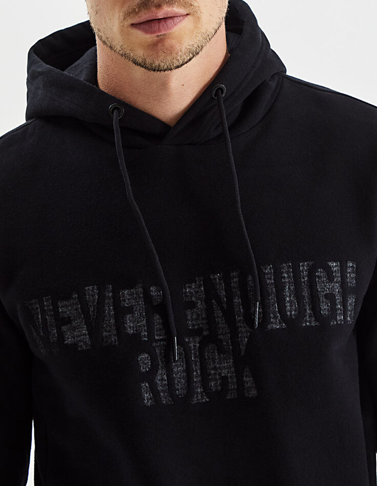Sweat noir à capuche avec message Homme-4