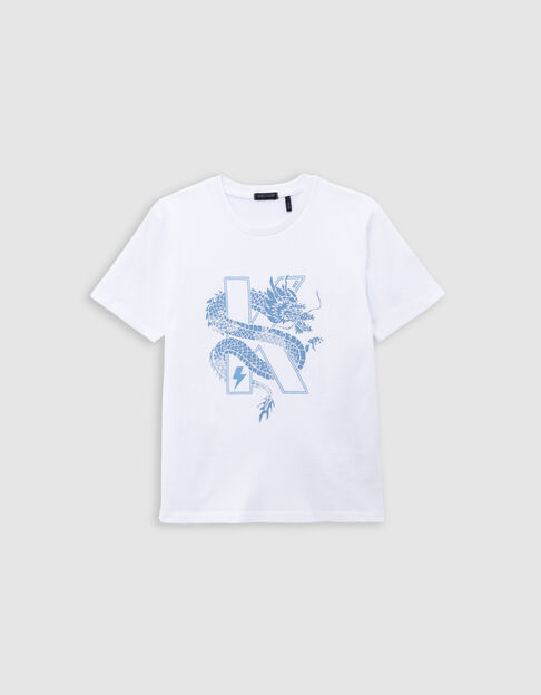 T-shirt blanc coton bio dragon-K garçon - IKKS