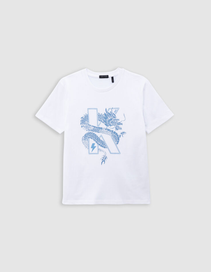 T-shirt blanc coton bio dragon-K garçon-2