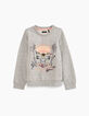 Sudadera gris jaspeado medio bordado niña-1