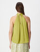 Groen satijnen mouwloze top Dames-4