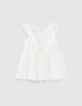 Robe tutu blanc cassé bi matière à volants bébé fille-3