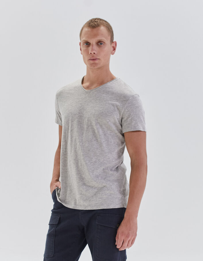 T-shirt L'Essentiel gris col V Homme-1