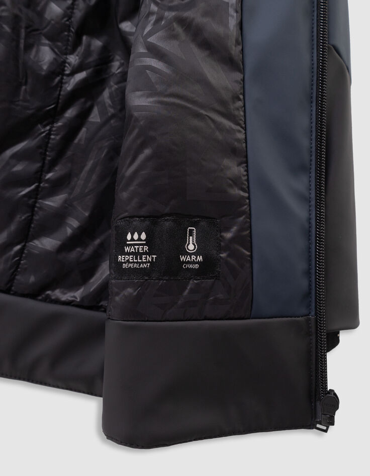 Parka à capuche marine et noire déperlante garçon-6