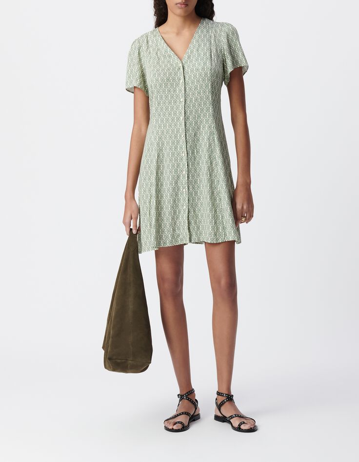 Robe verte LENZING&trade; ECOVERO&trade; ethnique Femme-1