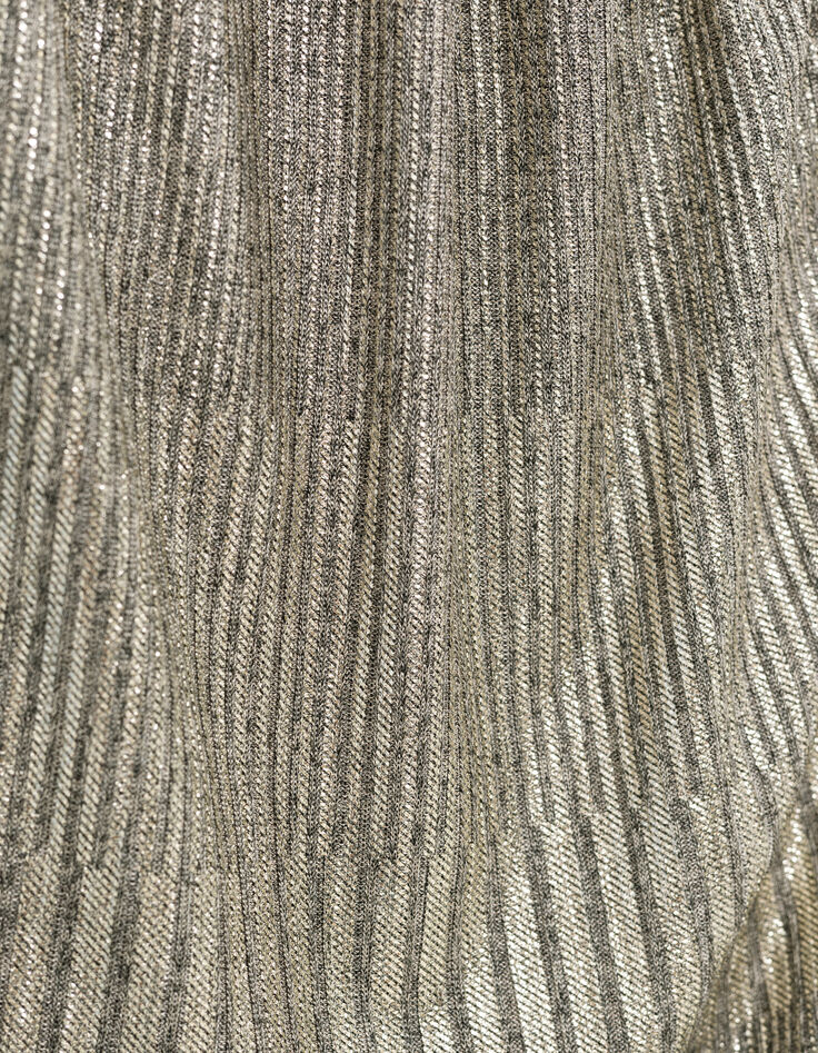 Goldfarbenes Kleid aus Metallic-Rippstrick für Damen-8
