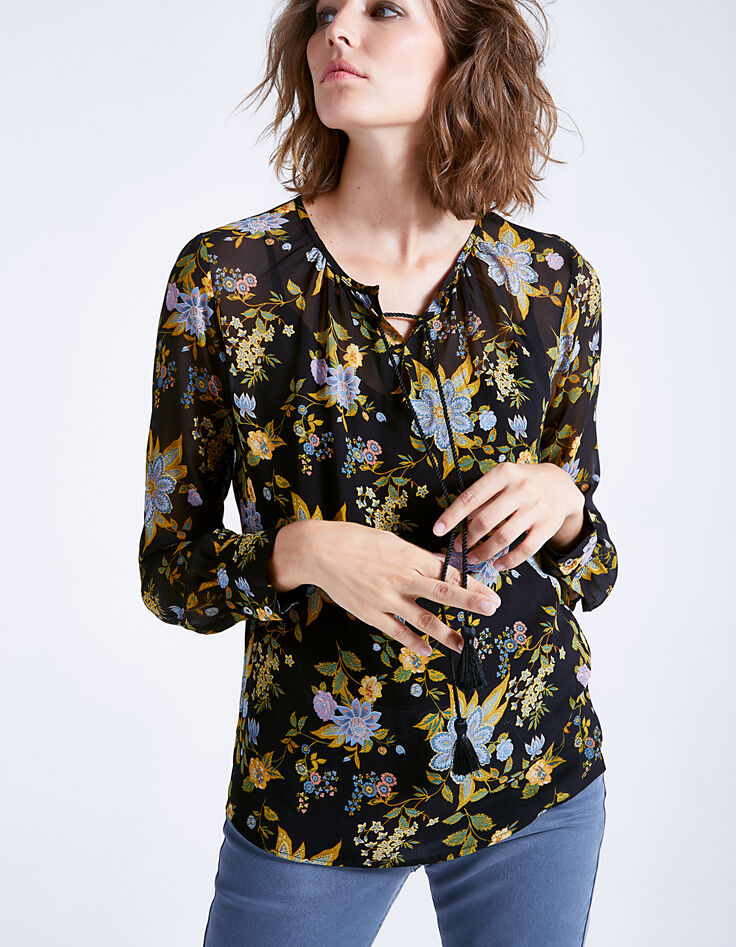 Blouse en voile floral femme-5 Blouse en voile floral femme-5