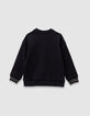 Boys’ black sweatshirt with embroidered corduroy slogan-4