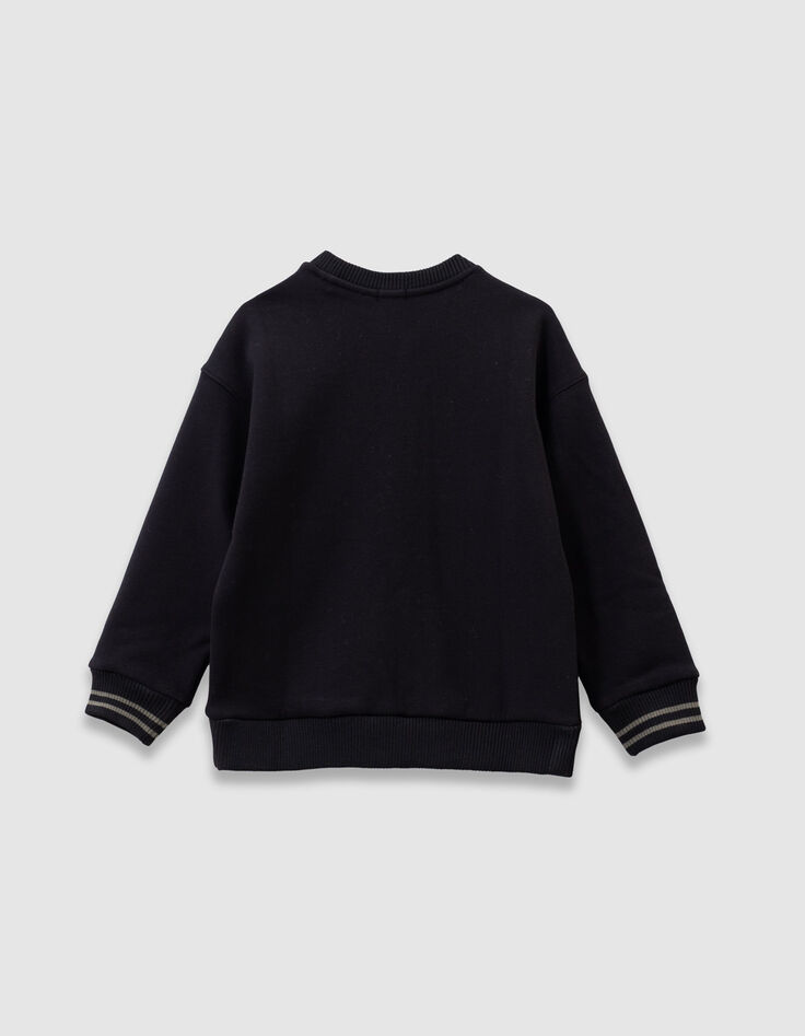 Boys’ black sweatshirt with embroidered corduroy slogan-4 Boys’ black sweatshirt with embroidered corduroy slogan-4
